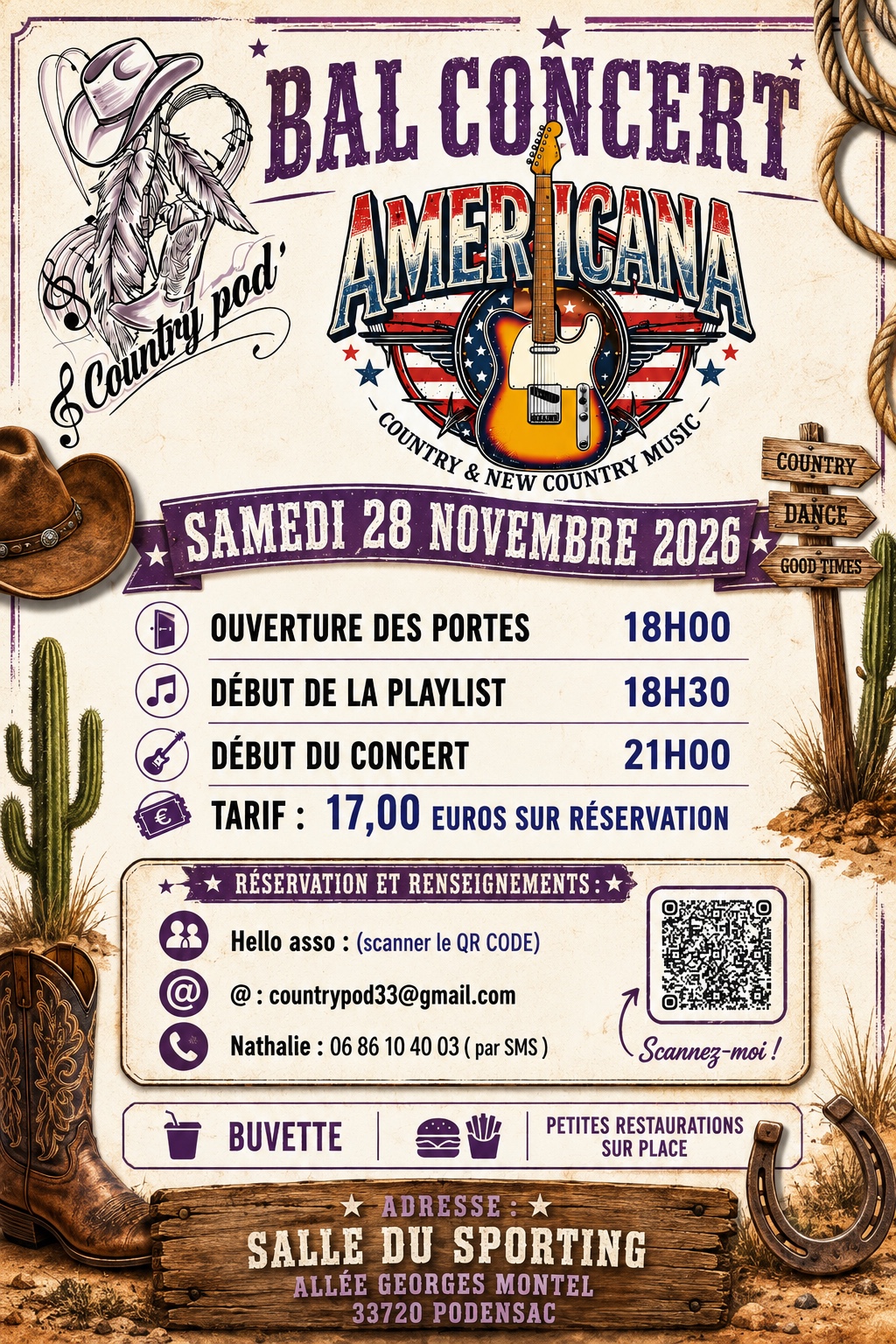 les Countrypod' Reçoive AMERICANA — 33720 Podensac (28/11/2026 • 29/11/2026)