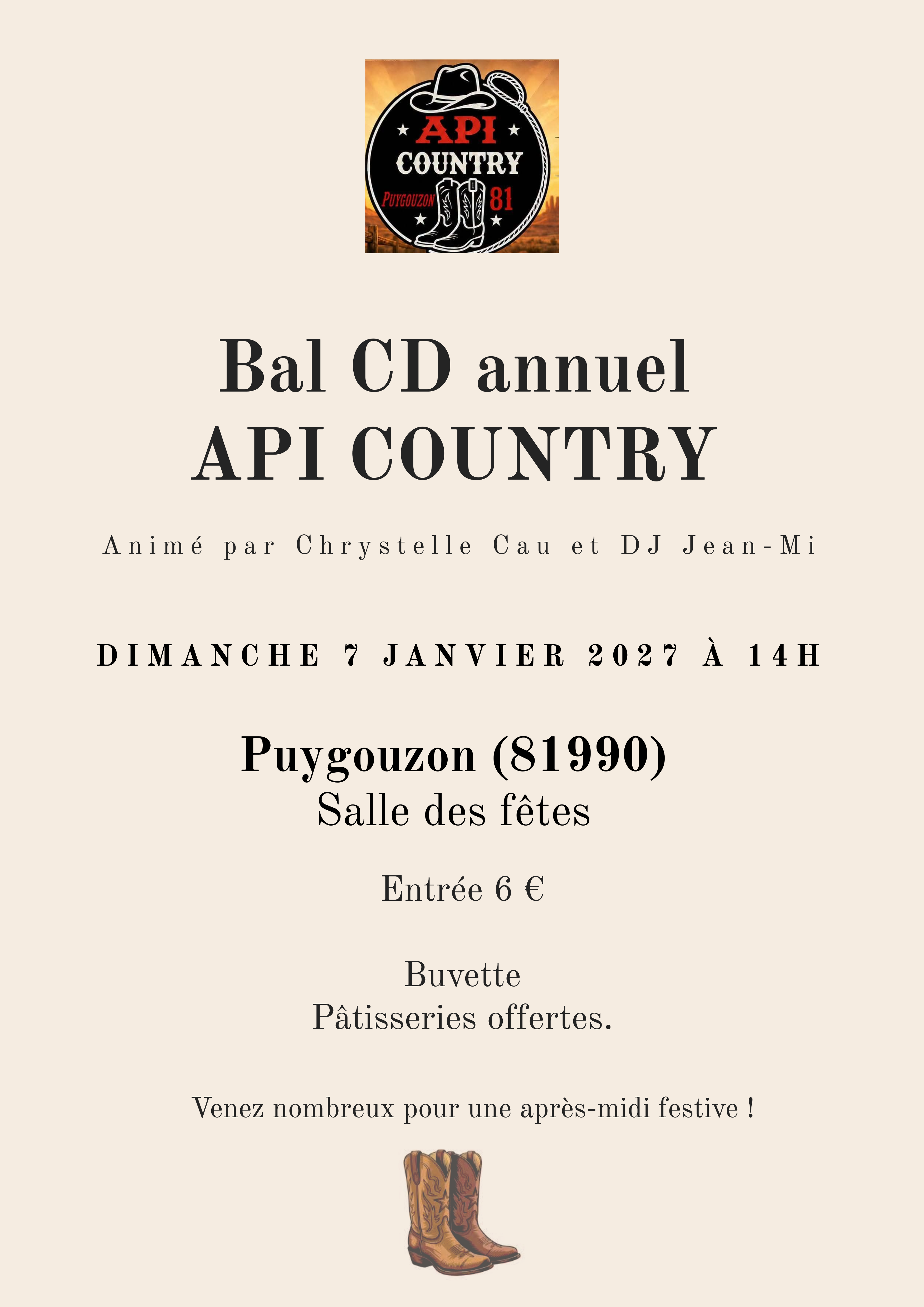 Bal CD annuel Api Country — 81990 Puygouzon (07/01/2027)